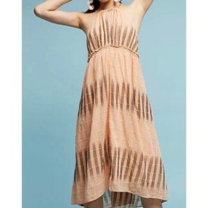 Akemi + Kin Light Orange Sleeveless Halter Neck Ikat Midi Swing Dress Size M